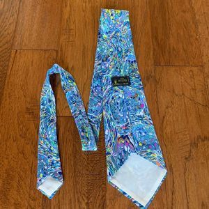 Vintage‎ Continental Necktie Blue Kaleidoscope Inspired Van Gogh Print
